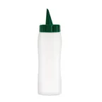 image of Carlisle 71278 Squeeze Oil/Sauce Bottle, 26 oz Clear Translucent, Green Cap, Dishwasher Safe
