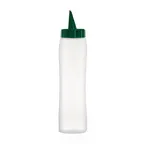 image of Carlisle 71279 Squeeze Oil/Sauce Bottle, 34 oz, Clear Translucent, Green Cap, Dishwasher Safe