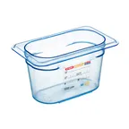 image of Carlisle 74011 1/9 Size 1.1 Qt 4" Deep Blue ABS Pan, Airtight, NSF, BPA‑Free, -40°F to 194°F