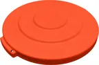 image of Carlisle 84101124 Bronco Trash Can Lid, 1-1/2" H x 16" Dia, Orange Poly, NSF Certified, 10‑Gallon