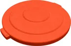 image of Carlisle 84102124 Lid, 1‑22/25" H x 19‑4/5" Dia., 20‑Gallon, Orange Plastic, Locks - 1/Each