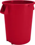 image of Carlisle 84103205 Bronco™ 32‑Gallon Trash Can, 28"H x 21‑2/5" Round, Red, Handles - 1/Each