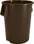image of Carlisle 84105501 Bronco™ 55‑Gallon Round Trash Bin, 33"H x 26‑1/2" Dia., Polyethylene, NSF, Ribs