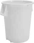 image of Carlisle 84105502 Bronco™ 55‑Gallon Round Trash Bin, White Polyethylene, NSF Certified, Stackable