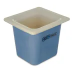 image of Carlisle CM1104C1402 Coolcheck Food Pan – 1/6 Size, 1.6 Qt, 6" Deep, White/Blue ABS, Color‑Changing