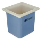 image of Carlisle CM1105C1402 Coldmaster Food Pan, 1/6 Size, 1.7 Qt, 6" Deep, White/Blue, ABS Plastic