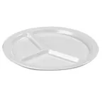 image of Carlisle KL10202 - 10" White Melamine 3‑Compartment Round Plate, Dishwasher Safe, Heat‑Resistant