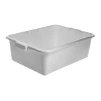 image of Carlisle N4401102 Comfort Curve™ Tote Box, 20"L x 15"W x 7"H White Polyethylene, 1‑Compartment, Stackable with Reinforced Rim, NSF Certified