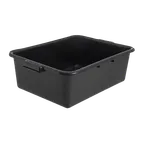 image of Carlisle N4401103 Comfort Curve™ Tote Box, 20"L x 15"W x 7"H Black Polyethylene, 1‑Compartment, Stackable with Reinforced Rim, NSF Certified
