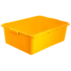 image of Carlisle N4401104 Comfort Curve™ Tote Box, 20" L x 15" W x 7" H, Yellow High‑Density Polyethylene, 1‑Compartment, Stackable with Reinforced Rim and Ergonomic Handles, NSF Certified for HACCP Zone Use