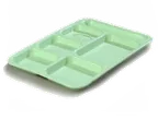 image of Carlisle P614R09 - Green 6‑Compartment Rectangular Tray, 14‑3/8" L x 10" W, Polypropylene