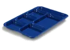 image of Carlisle P614R14 Right‑Hand 6‑Compartment Tray, 14‑3/8" x 10", Blue Polypropylene, NSF