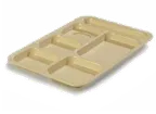 image of Carlisle P614R25 Right‑Handed 6‑Compartment Rectangular Tray, 14‑3/8" x 10" Tan Polypropylene