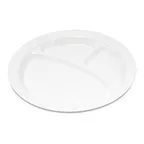 image of Carlisle PCD22002 - 9" White Polycarbonate Plate, 3 1" Wells, Dishwasher Safe, Stackable, NSF