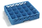 image of Carlisle RC2014 Dishwasher Cup Rack, 20‑Compartment Blue PP, 3‑1/4" Height, Tilted 2.70" Design, Double‑Wall