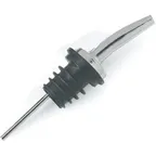 image of Carlisle WPM8538 Pour-Rite Liquor Pourer, Free-Flow Tapered Spout, Chrome Plated, SAN Construction, Black Spout