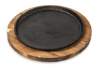 image of Concasse MCACCBM03 Round Wooden Serving Board, 12" Diameter, Hand‑Free Design, Natural Wood Finish