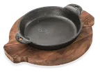 image of Concasse MCACCBM04 Round Wooden Serving Board with Ears, Handled, Natural Finish, 12" Diameter