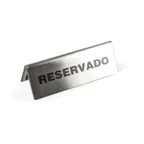 image of Concasse MCACCLETR - Stainless Steel Reserved Restaurant Table Number Sign, 4-3/4" x 1-3/4"