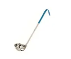 image of Concasse MCCAI06A Serving Ladle, 6oz Stainless Steel with Aqua Plastic Handle