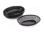 image of Concasse MCCANN - Oval Plastic Serving Basket, 10" W x 6-3/4" D x 2" H, Black Finish, Restaurant Use