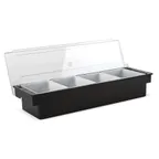 image of Concasse MCCB4B 4-Compartment Plastic Condiment Bar Holder, Tabletop Dispenser, Sturdy Base