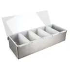 image of Concasse MCCB5BAI - Five‑Compartment Stainless Steel Condiment Bar, Server, Polished Finish - 1/Each