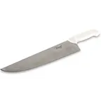 image of Concasse MCCCAR12 Butcher Knife – 12" Blade, White Plastic Handle, Steel Construction, Meat Cutting