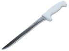 image of Concasse MCCFIL08 Boning Knife – 8" Straight Blade, White Plastic Handle, Durable Poly Construction