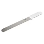 image of Concasse MCCPAN08 Bread Sandwich Knife, 8" Stainless Steel Blade, White Plastic Handle, 8" Length