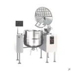 image of Cleveland MKDL100T 100 Gallon Floor Tilting 2/3 Steam Jacketed Direct Steam Kettle, Double Console