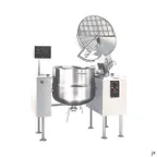 image of Cleveland MKDL80T 80 Gallon Floor Tilting 2/3 Steam Jacketed Direct Steam Kettle, Double Console