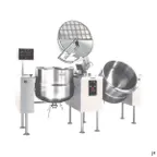 image of Cleveland TMKDL80T 160 Gallon Floor Tilting 2/3 Steam Jacketed Direct Steam Twin Kettle