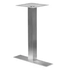 image of G & A GS0522 GS Series Stainless Steel Table Base, 5" x 22" Spread, 3" Dia. Column, Brushed Finish, Indoor/Outdoor Dining Height, Adjustable Floor Glides