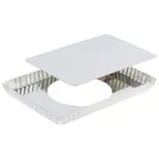 image of Louis Tellier 125810 Tart Mold, 11-3/8" x 1" Rectangular Fluted Loose Bottom Tinplate Steel Pan