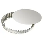 image of Louis Tellier 126420 Tart Mold – 7‑7/8" x 1" Fluted Tinplate Steel, Coated, Base, 6-9" Diameter