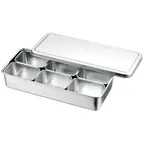image of Louis Tellier N4412 - Japanese Mini Bento Box Set, 6 Bins, Rectangular, 18/8 Stainless Steel