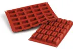 image of Louis Tellier SF092 Savarin Mold 1-5/8" x 7/8" x 3/4" H, 100% Silicone, Red, Uncoated
