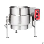 image of Vulcan K20ELT 20 Gallon Floor Tilting 2/3 Steam Jacketed Electric Kettle w/ Tri-Leg Base