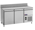 image of AMPTO MPP-2BS 61-72" 2-Door Refrigerated Pizza Prep Table , Granite Top, 12 cu. ft.