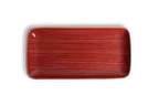 image of Ariane Porcelain AGNARN204011036 Twister Red Rect. China Plate 14 1/6" x 6 1/2" Porcelain - 6/Case