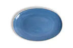 image of Ariane Porcelain AVCARN264015026 Oval China Plate 10 1/4" Twister Blue Porcelain Coupe Rim - 12/Case