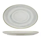 image of Ariane Porcelain DTIARN09V015003 Oval Titanium China Plate 8.812" Paros Shell Aqua, 6/Case