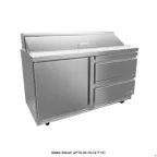 image of Asber APTS 48 12 D2 P 48" 2-Section Sandwich and Salad Prep Table, 1-Door and 2-Drawers, 12 Pans, Stainless Steel