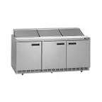 image of Delfield 4472NP-18 72" 3-Section Sandwich/Salad Prep Table, 3 Doors, 18 Pans, Stainless Steel