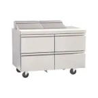 image of Delfield D4448NP-12M 48" 2-Section Mega Top Sandwich Prep Table, 4 Drawers, 12 Pans