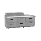 image of Delfield D4472NP-12 72" 3-Section Sandwich and Salad Prep Table, 6-Drawers, 12 Pans, 24.8 cu. ft.
