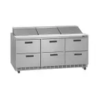 image of Delfield D4472NP-18 72" 3-Section Sandwich/Salad Prep Table, 6-Drawers, 18 Pans, Stainless Steel