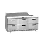 image of Delfield D4472NP-18M 72" 3-Section Mega Top Sandwich and Salad Prep Table, 18 Pans, 6 Drawers