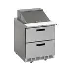 image of Delfield STD4427NP-6 27" 2-Drawer Sandwich and Salad Prep Table, 6 Pans, 8.2 Cu. Ft.